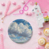 Witte wolken en heldere blauwe lucht papieren bordje (Feest)