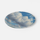 Witte wolken en heldere blauwe lucht papieren bordje (Gekanteld)