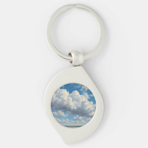Witte wolken en heldere blauwe lucht sleutelhanger