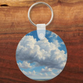 Witte wolken en heldere blauwe lucht sleutelhanger (Voorkant)