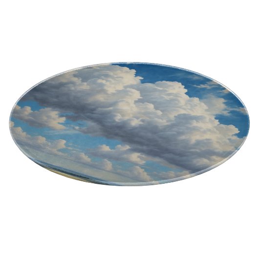 Witte wolken en heldere blauwe lucht snijplank (Hoek)