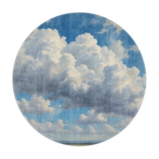 Witte wolken en heldere blauwe lucht snijplank (Voorkant)