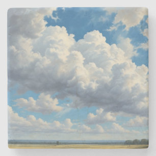 Witte wolken en heldere blauwe lucht stenen onderzetter