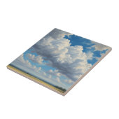 Witte wolken en heldere blauwe lucht tegeltje (Zijkant)