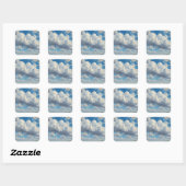 Witte wolken en heldere blauwe lucht vierkante sticker (Vel)