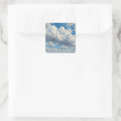 Witte wolken en heldere blauwe lucht vierkante sticker (Tas)