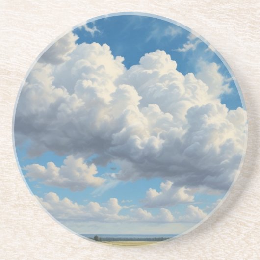 Witte wolken en heldere blauwe lucht zandsteen onderzetter (Voorkant)