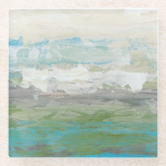 Witte wolken Het prachtige landschap overzien Glazen Onderzetter (Voorkant)