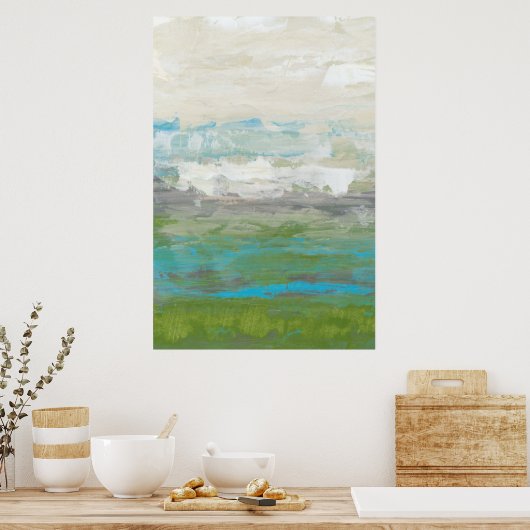 Witte wolken Het prachtige landschap overzien Poster (Keuken)