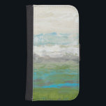Witte wolken Het prachtige landschap overzien Galaxy S4 Portefeuille Hoesje<br><div class="desc">Jennifer Goldberger schilderde dit prachtige landschapsstuk. Witte wolken kijken over het hoofd van een verbazingwekkend blauw meer omringd door prachtig groen gras. De kleuren zijn levendig en het detail is immuun. Koop nu uw afdruk!</div>