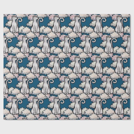 Witte wolken kat in de bewolkte dag cadeaupapier (Vlak)