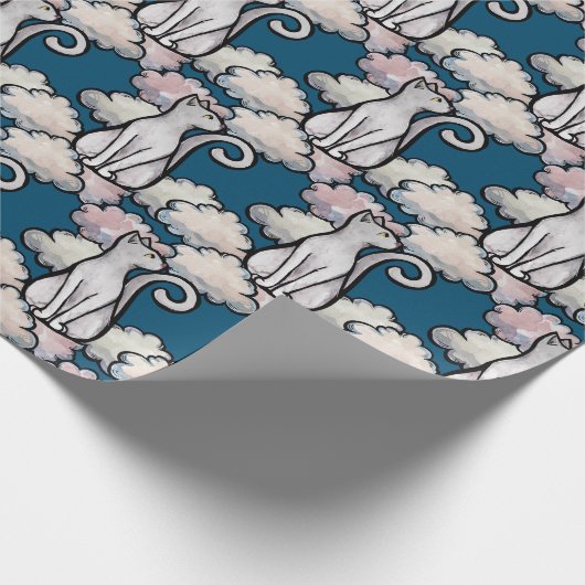 Witte wolken kat in de bewolkte dag cadeaupapier (Hoek)