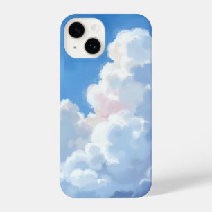 Witte Wolken Mooie Blauwe Lucht Aquarel iPhone 14 Hoesje