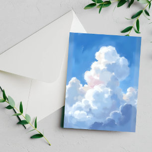 Witte wolken mooie blauwe lucht aquarel kaart