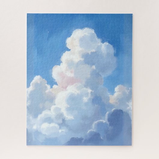 Witte Wolken Mooie Blauwe Lucht Aquarel Legpuzzel (Verticaal)