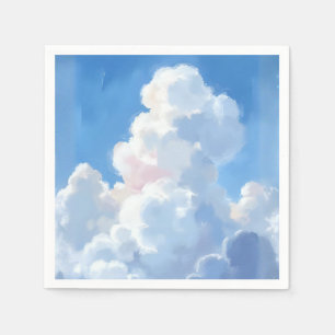Witte wolken mooie blauwe lucht aquarel servet