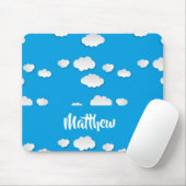 Witte wolken op blauw muismat (Met muis)