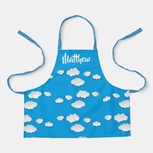 Witte wolken op blauw schort (Voorkant)