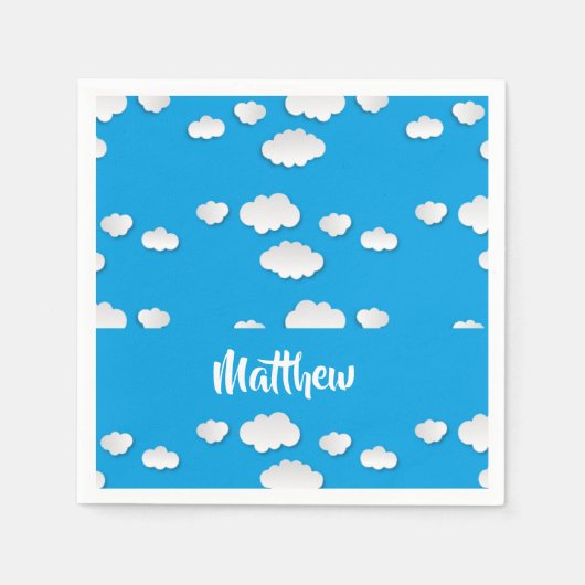 Witte wolken op blauw servet (Voorkant)