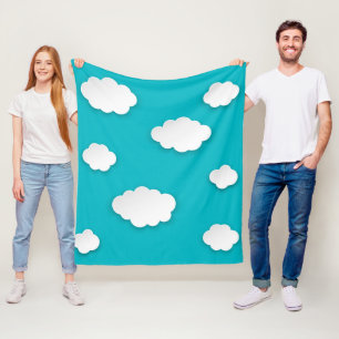 Witte wolken op Blue Sky Fleece Deken – Gezellig