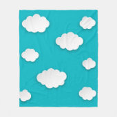 Witte wolken op Blue Sky Fleece Deken – Gezellig (Voorkant)