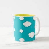 Witte wolken op Blue Sky Two-Tone Coffee Mok (Voorkant rechts)