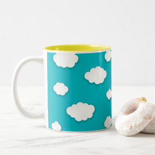 Witte wolken op Blue Sky Two-Tone Coffee Mok