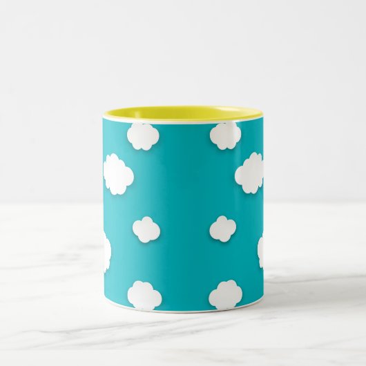 Witte wolken op Blue Sky Two-Tone Coffee Mok (Center)
