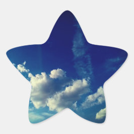 Witte wolken, op een blauwe en turquoise hemel ster sticker