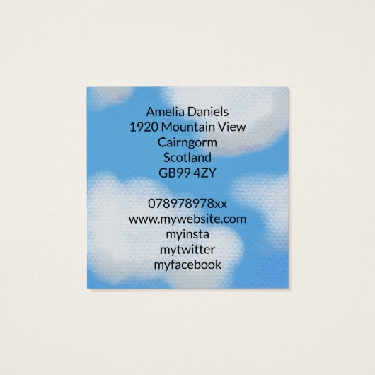 Witte wolken op het Visitekaartje Blue Sky (Achterkant)