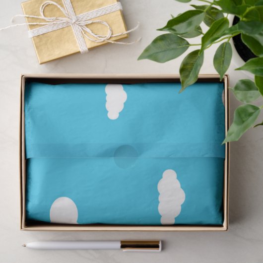 Witte wolken op lichtblauwe hemel tissuepapier (Geschenk)