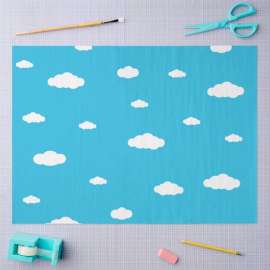 Witte wolken op lichtblauwe hemel tissuepapier (Craft)