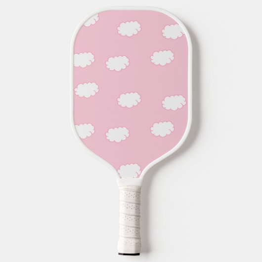 Witte wolken op roze pickleball paddle (Achterkant)