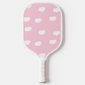 Witte wolken op roze pickleball paddle (Voorkant)