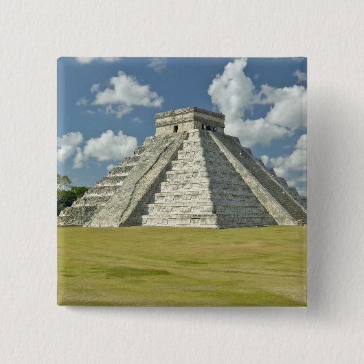 Witte wolken over de Mayaanse piramide Vierkante Button 5,1 Cm (Voorkant)