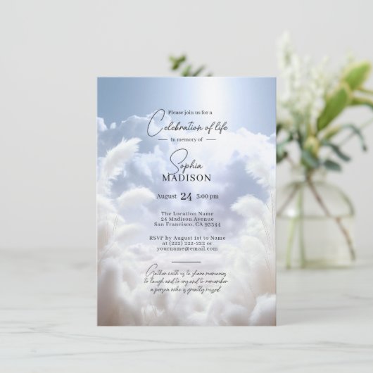 Witte Wolken Pampas Viering van het Leven | FOTO Kaart (Staand voorkant)