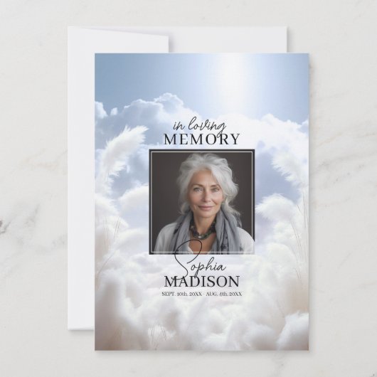 Witte Wolken Pampas Viering van het Leven | FOTO Kaart (Achterkant)