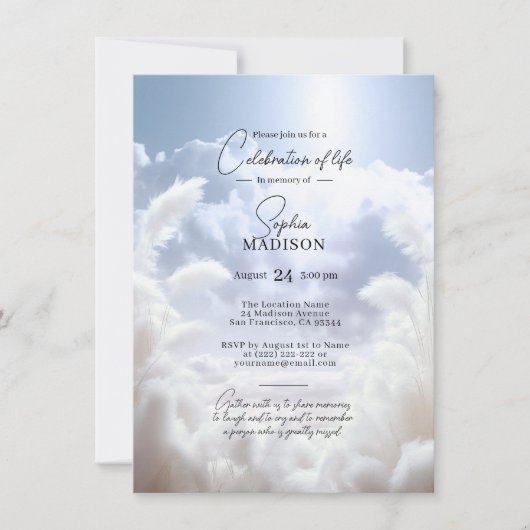 Witte Wolken Pampas Viering van het Leven | FOTO Kaart (Voorkant)
