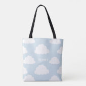 Witte Wolken Patroon Gepersonaliseerde Lichtblauwe Tote Bag (Achterkant)