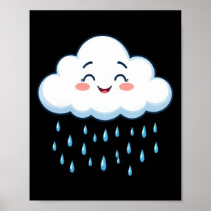 Witte Wolken Regen Drop Kostuum Kerstmis Halloween Poster