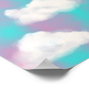 Witte wolken waterverf lucht esthetische droom poster