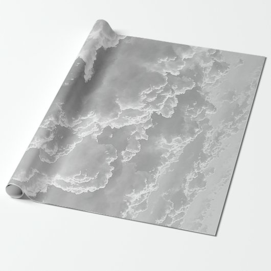 Witte wolken, weergrafische kaart, troebel clipart cadeaupapier (Uitgerold)
