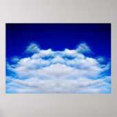 Witte wolkengezicht tegen een blauw poster (Voorkant)