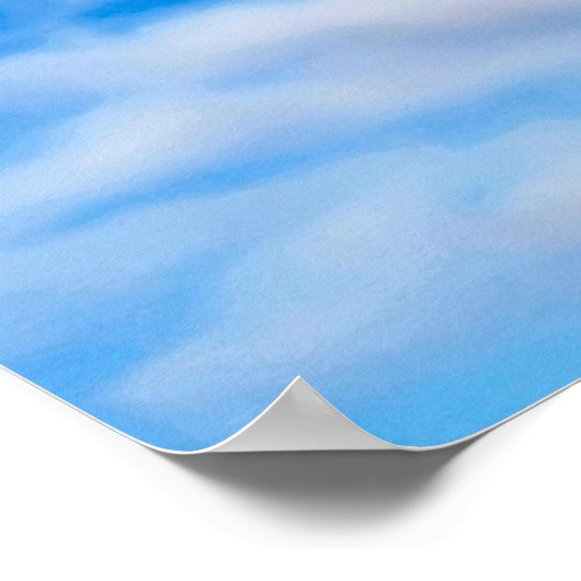 Witte wolkengezicht tegen een blauw poster (Hoek)