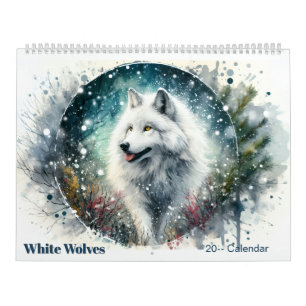 Witte Wolven Besneeuwd Noordelijk Bos Kalender
