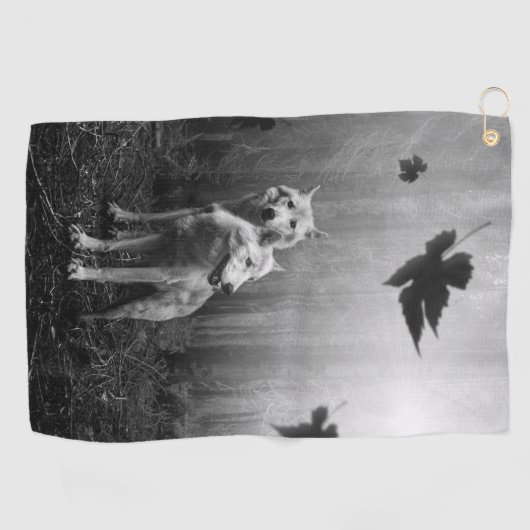 Witte Wolven Black en White Leaf ons alleen Golfhanddoek (Horizontaal)