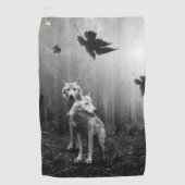 Witte Wolven Black en White Leaf ons alleen Golfhanddoek (Voorkant)