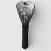 Witte Wolven Black en White Leaf ons alleen Golfheadcover (Voorkant)