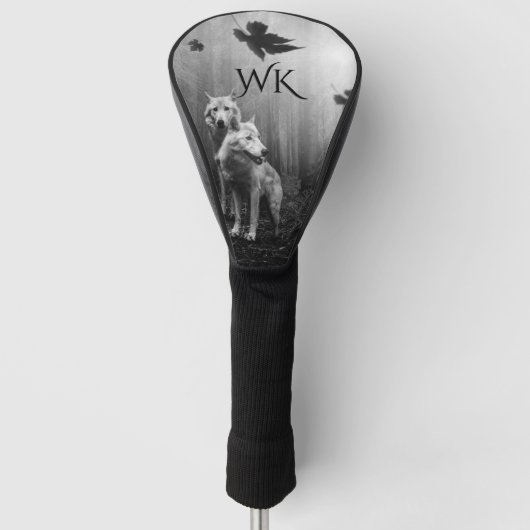 Witte Wolven Black en White Leaf ons alleen Golfheadcover (Voorkant)