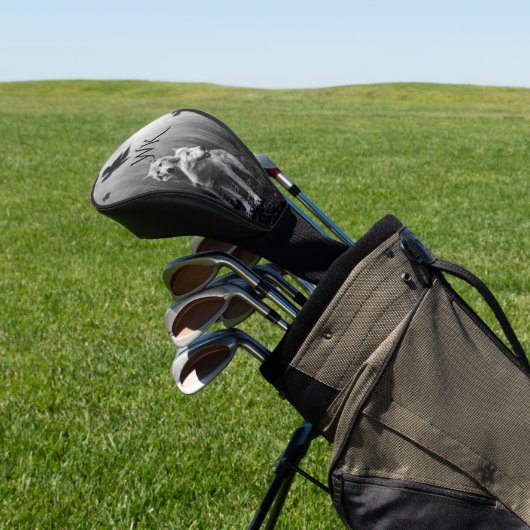 Witte Wolven Black en White Leaf ons alleen Golfheadcover (Insitu)